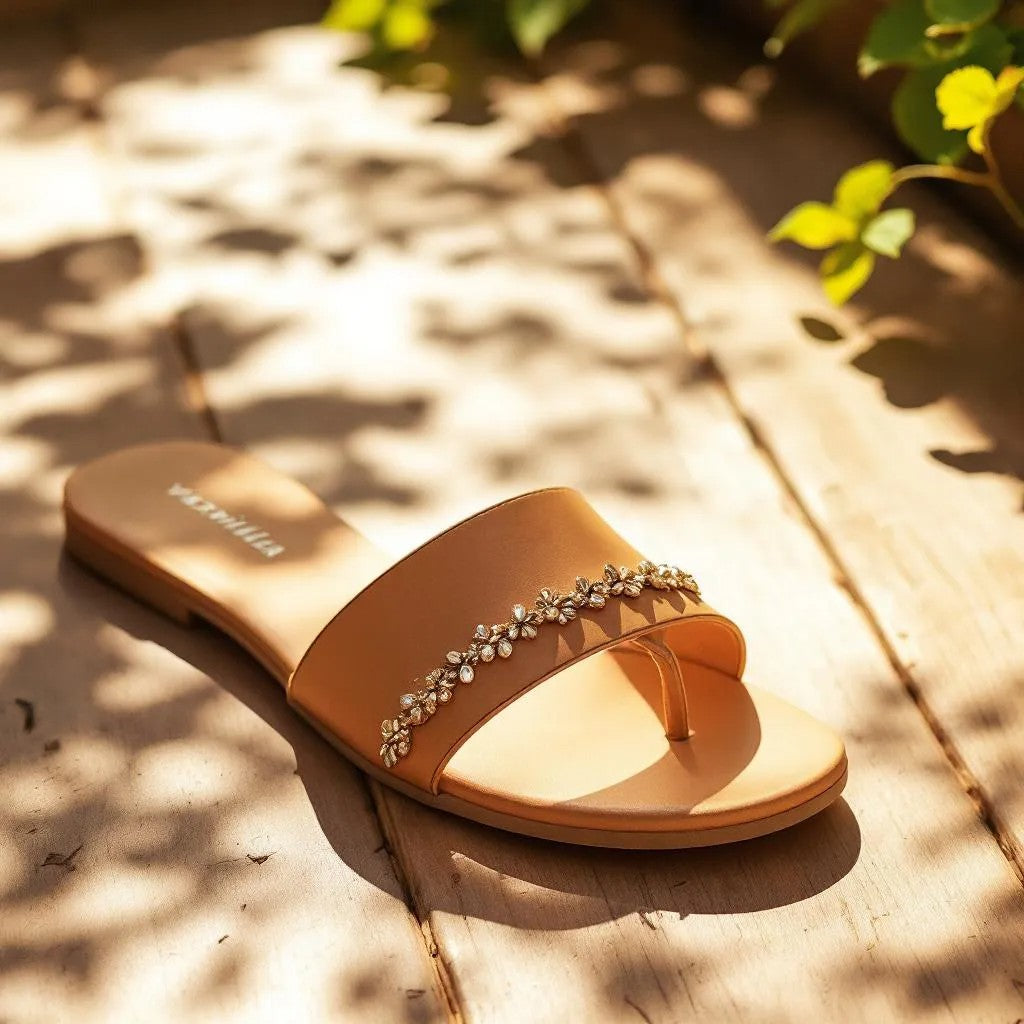 Vaznilla Women’s Embellished Tan Flats